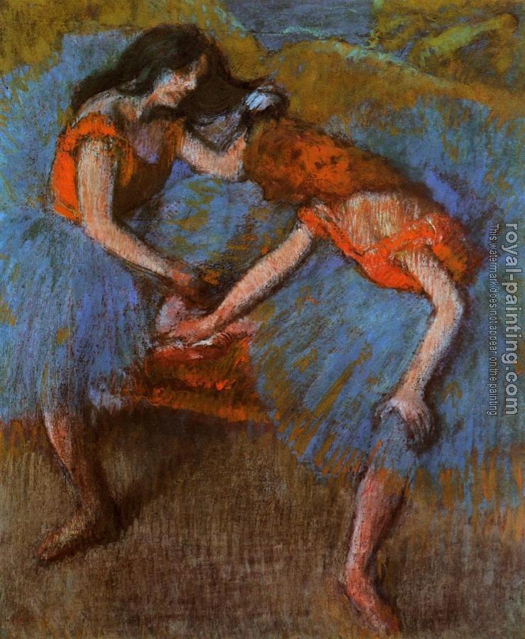 Edgar Degas : Two Dancers with Yellow Carsages